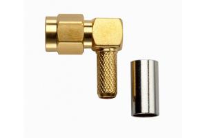 SMA 50 Ohm Plug, Right-Angle Crimp, RG142/U And RG400/U Type