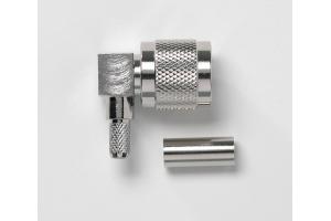 TNC Right-Angle Plug, 50 Ohm, Crimp Type, RG55, 142, 223, 400